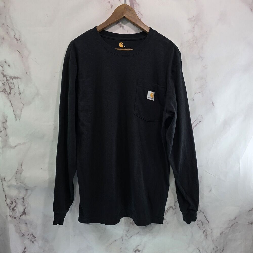 Carhartt T Shirt Mens Small Black Pocket Original Fit Tee Long Sleeve Crewneck